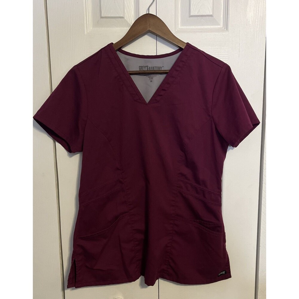 Grey’s Anatomy by Barco Scrub Top Style 41452 Wine/Burgundy Women’s M EUC